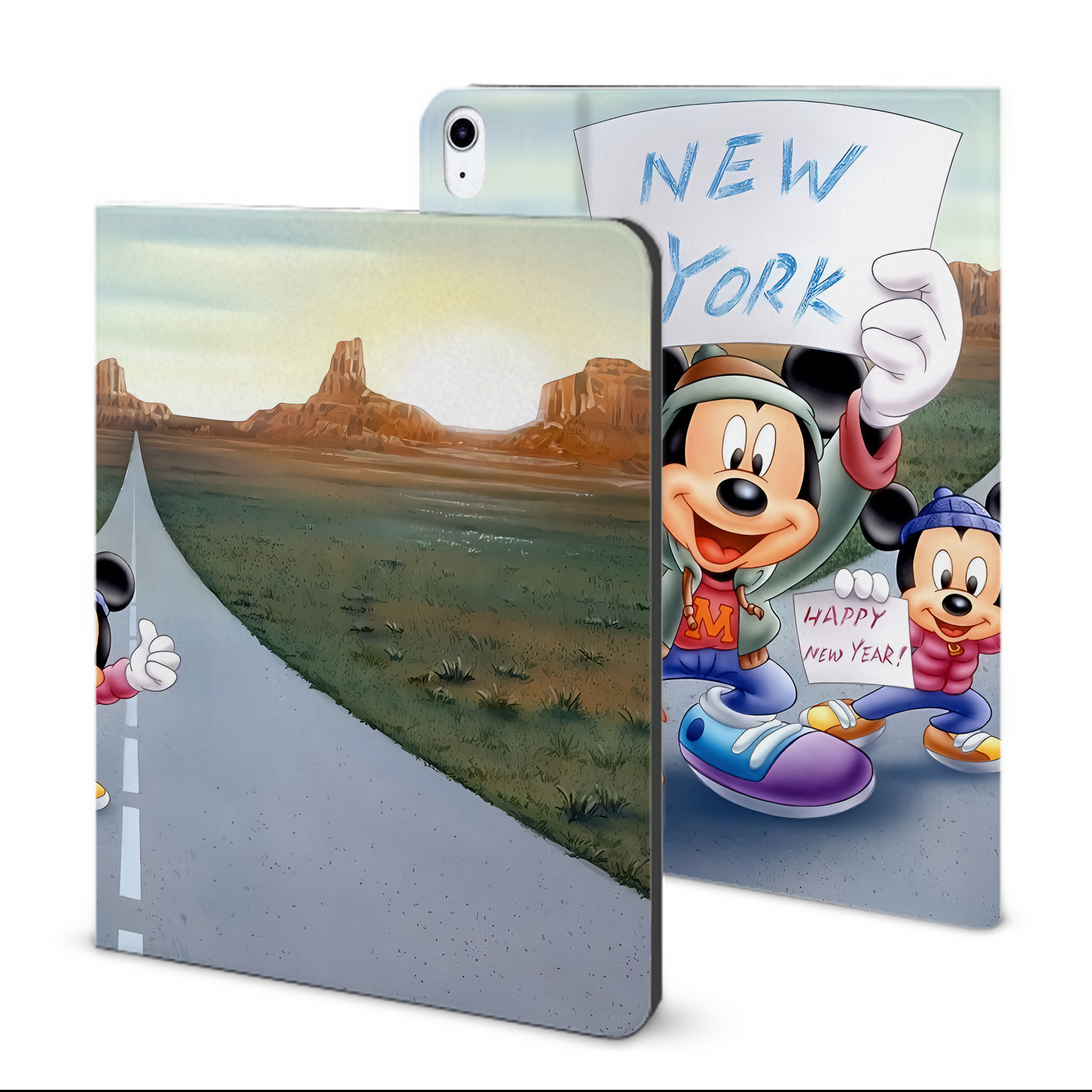 （画像用） ミッキーマウス Mickey Mouse IPad ケース ブック型 PUレザー TPU 耐衝撃 軽量 薄型 ペン収納なし 全面保護 IPad 各モデル対応